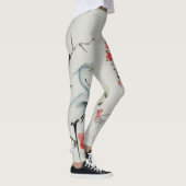 Japanse Floral Vines & Crane Design Leggings (Rechts)