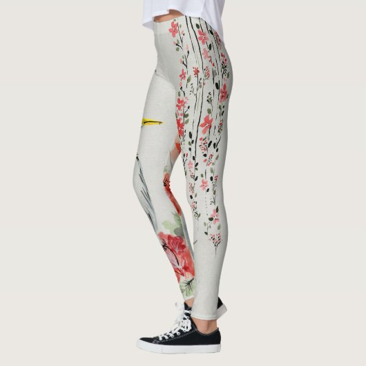 Japanse Floral Vines & Crane Design Leggings (Links)
