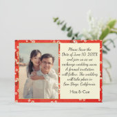 Japanse florale flat slaat de datumkaart op save the date (Staand voorkant)