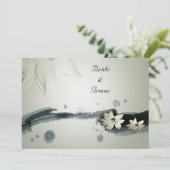 Japanse Flowers Wedding Uitnodiging (Staand voorkant)