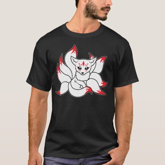 Japanse Fox Cute Funny Kitsune Kami Anime Kawaii T-shirt (Voorkant)