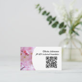 Japanse freelance vertaler roze kerry blossom visitekaartje (Staand voorkant)