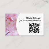 Japanse freelance vertaler roze kerry blossom visitekaartje (Voorkant)