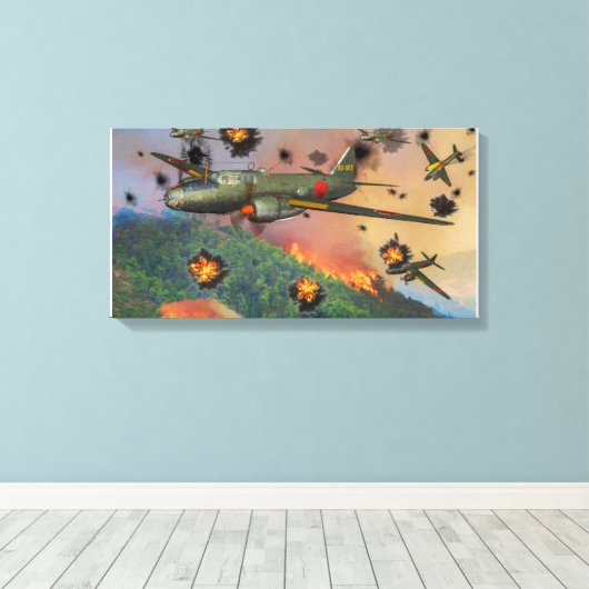 Japanse G4M Betty bom run Canvas Afdruk (Insitu (Houten vloer))