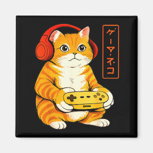 Japanse Gamer Kat Grappige Vintage Gaming Cadeaus Magneet