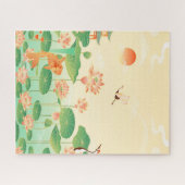 Japanse Garden Koi Pond- en Waterliolkunst Legpuzzel (Horizontaal)