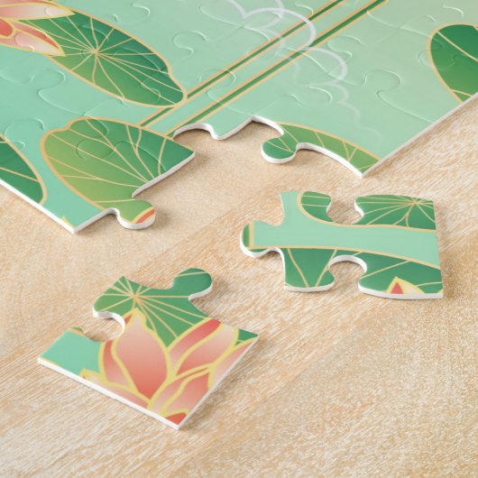 Japanse Garden Koi Pond- en Waterliolkunst Legpuzzel (Zijkant)