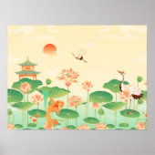Japanse Garden Koi Pond- en Waterliolkunst Poster (Voorkant)