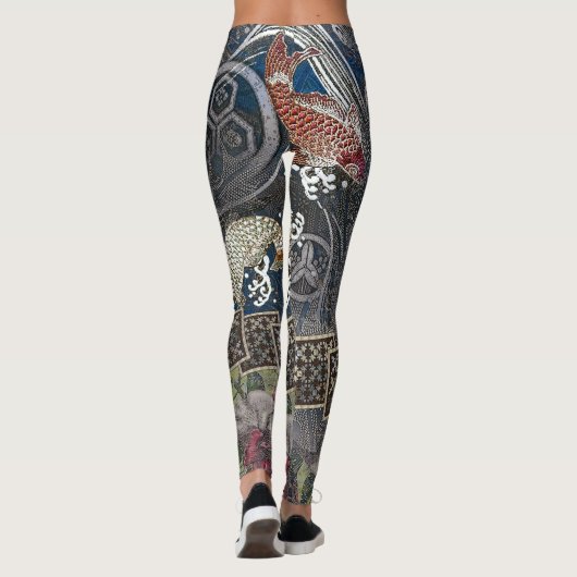 Japanse geborduurde Silk Koi Leggings (Achterkant)