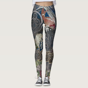 Japanse geborduurde Silk Koi Leggings