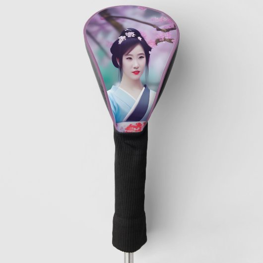 Japanse Geisha AI Creëer foto-realistische stijl Golfheadcover (Voorkant)