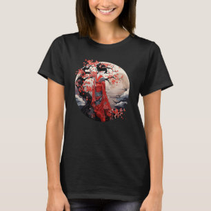 Japanse Geisha Art Print Traditionele Kimono Beaut T-shirt