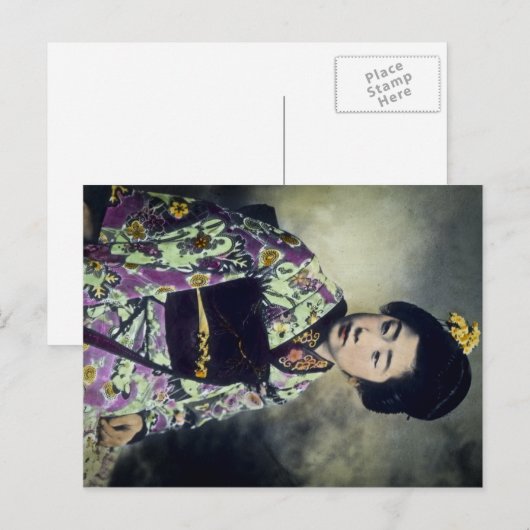 Japanse  Geisha Beauty Magic Lantern Slide Briefkaart (Voorkant / Achterkant)