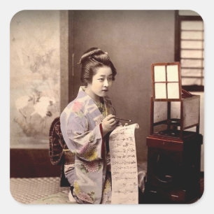 Japanse Geisha - Brief Schrijver Sticker
