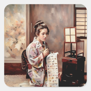  Japanse Geisha - Brief Schrijver Sticker