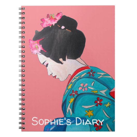 Japanse Geisha cherry blolossom schattig kunstdagb Notitieboek (Voorkant)
