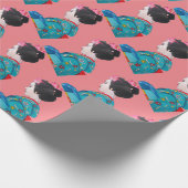 Japanse Geisha cherry blolossom schattige kunst Cadeaupapier (Hoek)