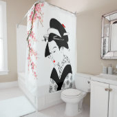 japanse geisha cherry blossom tree roze wit douchegordijn (In situ)