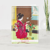 Japanse geisha dame maiko ikebana kaart (Voorkant)