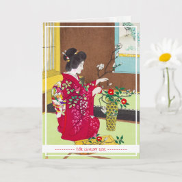 Japanse geisha dame maiko ikebana kaart