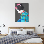 Japanse Geisha dame met kersenbloesem fijne kunst Canvas Afdruk (Insitu (Slaapkamer))