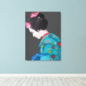 Japanse Geisha dame met kersenbloesem fijne kunst Canvas Afdruk (Insitu (Houten vloer))