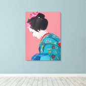 Japanse Geisha dame met kersenbloesem fijne kunst Canvas Afdruk (Insitu (Houten vloer))