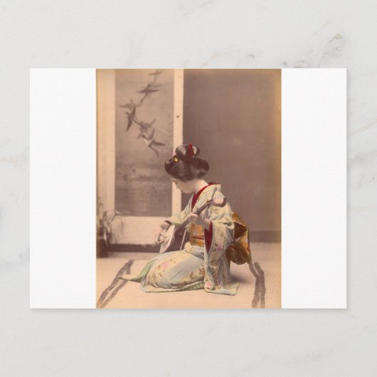  Japanse geisha die de shamisen speelt Briefkaart (Voorkant)
