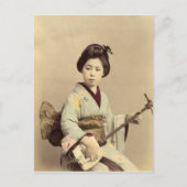 Japanse geisha die de shamisen speelt Briefkaart (Voorkant)