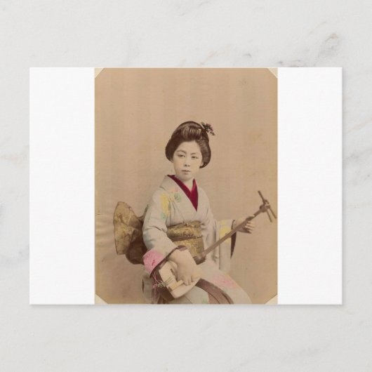  Japanse Geisha die Shamisen speelt Briefkaart (Voorkant)