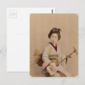  Japanse Geisha die Shamisen speelt Briefkaart (Voorkant / Achterkant)