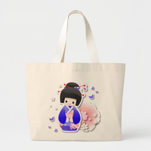 Japanse Geisha Doll - Blue Series Bag Grote Tote Bag (Voorkant)