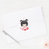 Japanse Geisha Doll - bundelserie Ronde Sticker (Envelop)