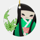 Japanse Geisha Doll - groene serie Keramisch Ornament (Achterkant)