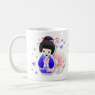 Japanse Geisha Doll - Mok blauw uit de reeks