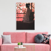 Japanse Geisha en Cherry Blossom Canvas Afdruk (Insitu (Woonkamer))