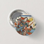 japanse geisha en samurai art ronde button 3,2 cm (Voorkant /achterkant)