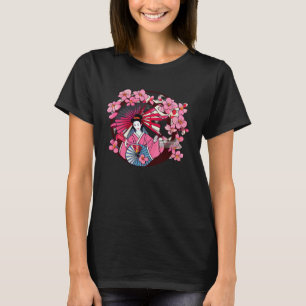 Japanse Geisha fans en paraplu's kersenbloesem T-shirt