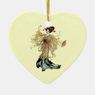 Japanse Geisha Flower Fairy art Keramisch Ornament