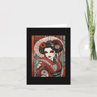 Japanse Geisha Geïnspireerde Gotische Kunst Rood Z Kaart