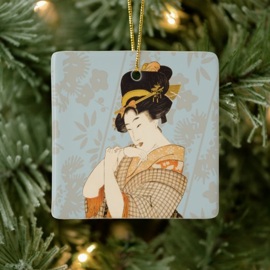  Japanse Geisha Girl Entertainer in Kimono Keramisch Ornament (Boom)