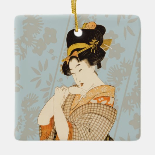  Japanse Geisha Girl Entertainer in Kimono Keramisch Ornament (Voorkant)