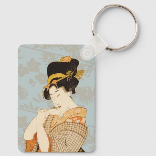 Japanse Geisha Girl Entertainer in Kimono Sleutelhanger (Achterkant)