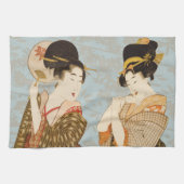  Japanse Geisha Girls in Kimonos Theedoek (Horizontaal)