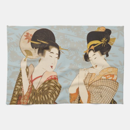  Japanse Geisha Girls in Kimonos Theedoek (Horizontaal)