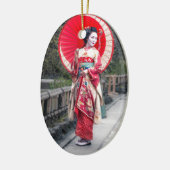 Japanse Geisha in Kyoto Keramisch Ornament (Links)