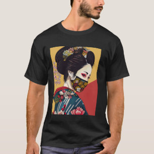 Japanse Geisha Kimono Kersenbloesems Bloemen T-shirt