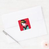 Japanse geisha kimono leuke kunst vierkante sticker (Envelop)