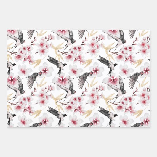 Japanse Geisha Koi en Temple Waterverven Wrappin Inpakpapier Vel (Voorkant 2)