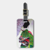 Japanse Geisha-kunst met kimono en paraplu Bagagelabel (Voorkant verticaal)